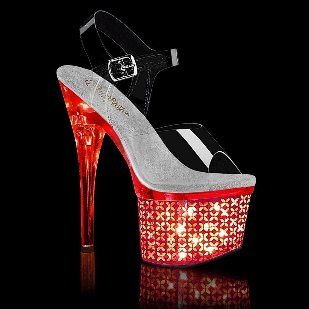 Pleaser - DISCOLITE708FLP Sandale à bride à la cheville, Pole dance chaussures - Transparent Product image